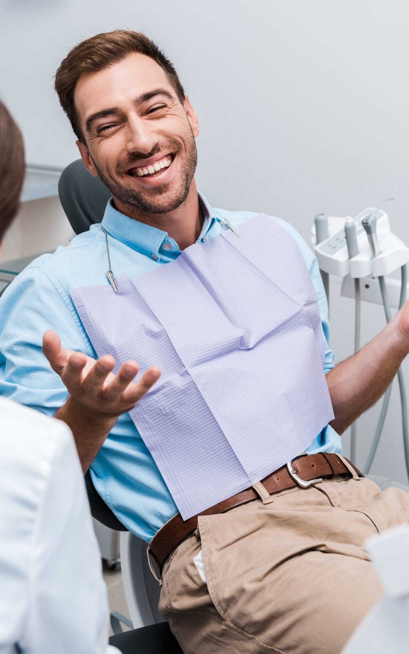 Portrait of man having dental check-up